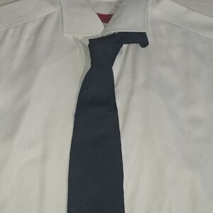 Giorgio Armani White Navy Silk Striper Tie